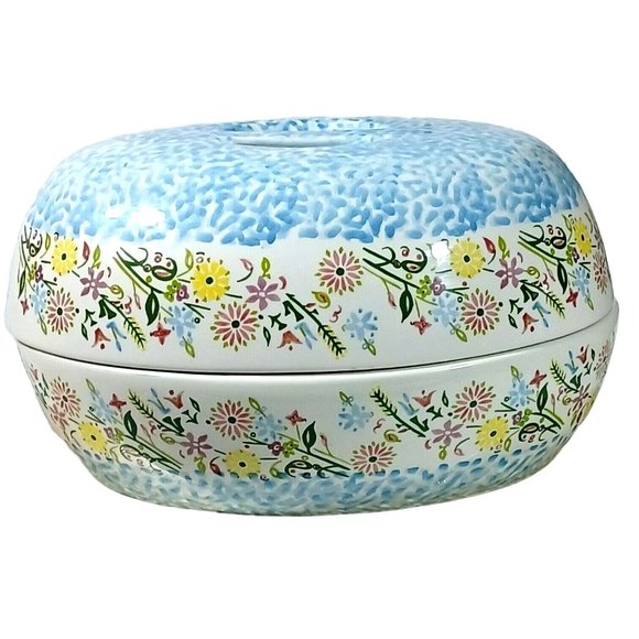 Temp-tations Blue Bouquet Large “Easter Egg” Casserole Dutch Oven - Picture 1 of 7